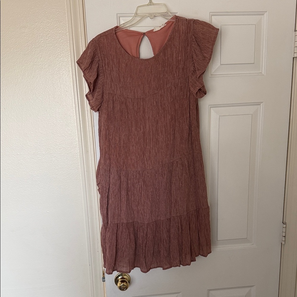 Altar’d State Elegant Pink Ruffle Sleeve Dress